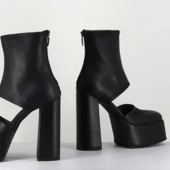 Femme Sort Aarhus Bottines^Open Boots en Cuir 3760 noires - Talon : 13cm