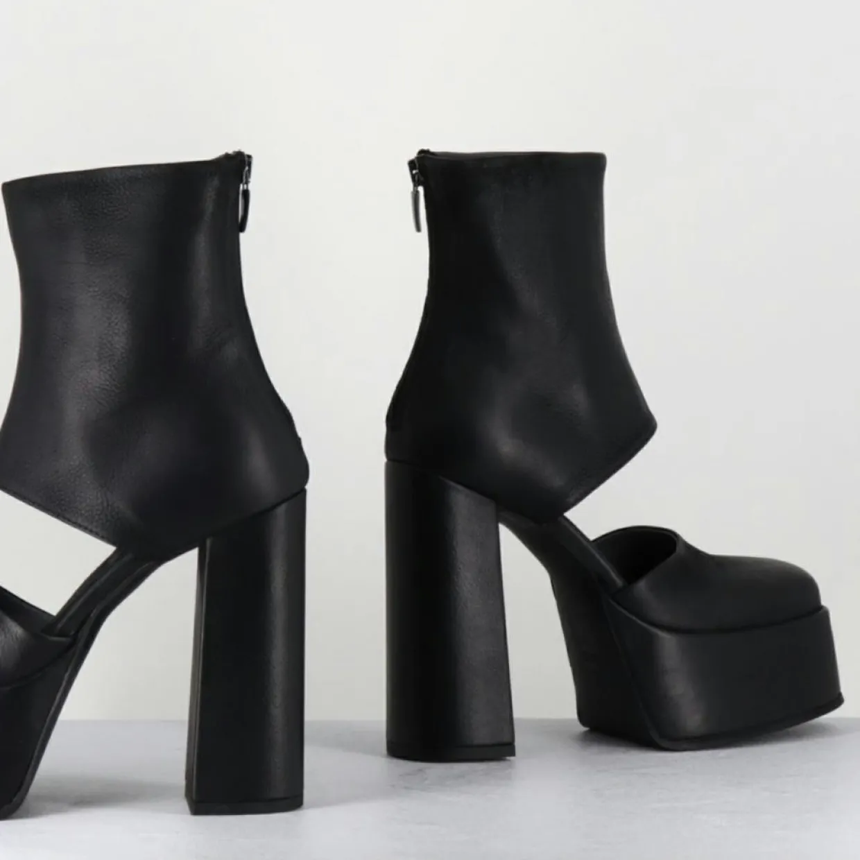 Femme Sort Aarhus Bottines^Open Boots en Cuir 3760 noires - Talon : 13cm