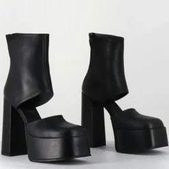 Femme Sort Aarhus Bottines^Open Boots en Cuir 3760 noires - Talon : 13cm