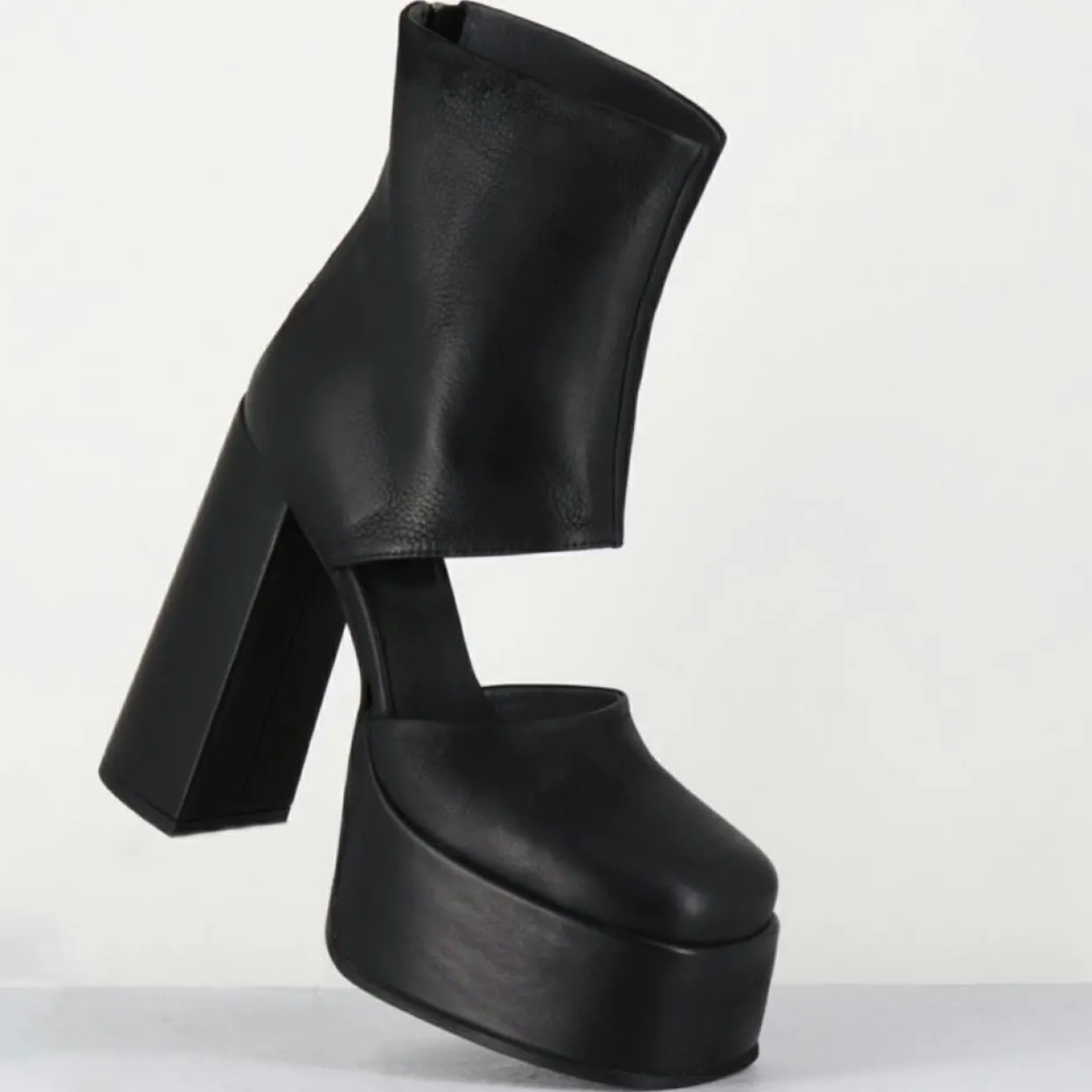 Femme Sort Aarhus Bottines^Open Boots en Cuir 3760 noires - Talon : 13cm