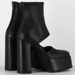 Femme Sort Aarhus Bottines^Open Boots en Cuir 3760 noires - Talon : 13cm