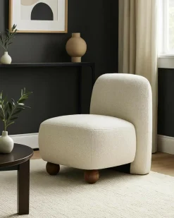 Oslo - Fauteuil design en tissu beige-Uniqka New