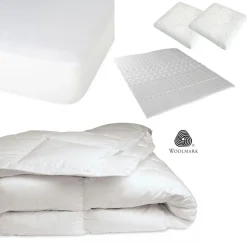 Pack 5 pièces : 2 Oreillers + Protège-Matelas + Couette + Surmatelas - 160x200 cm-Novasom Hot