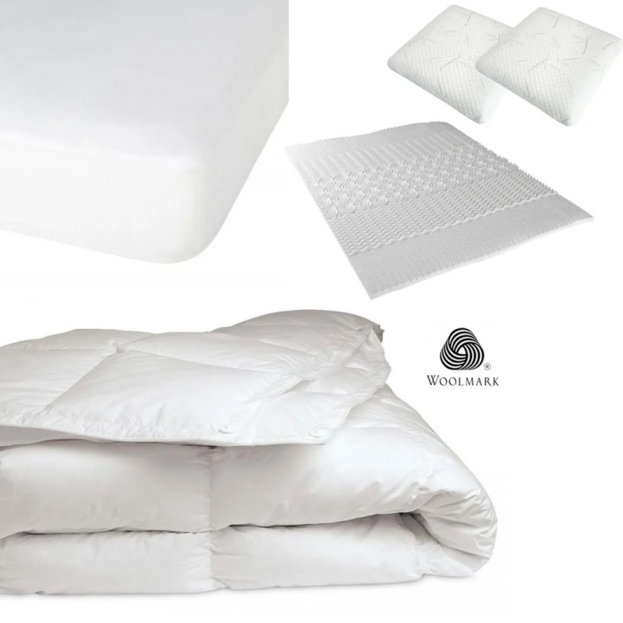 Pack 5 pièces : 2 Oreillers + Protège-Matelas + Couette + Surmatelas - 160x200 cm-Novasom Hot