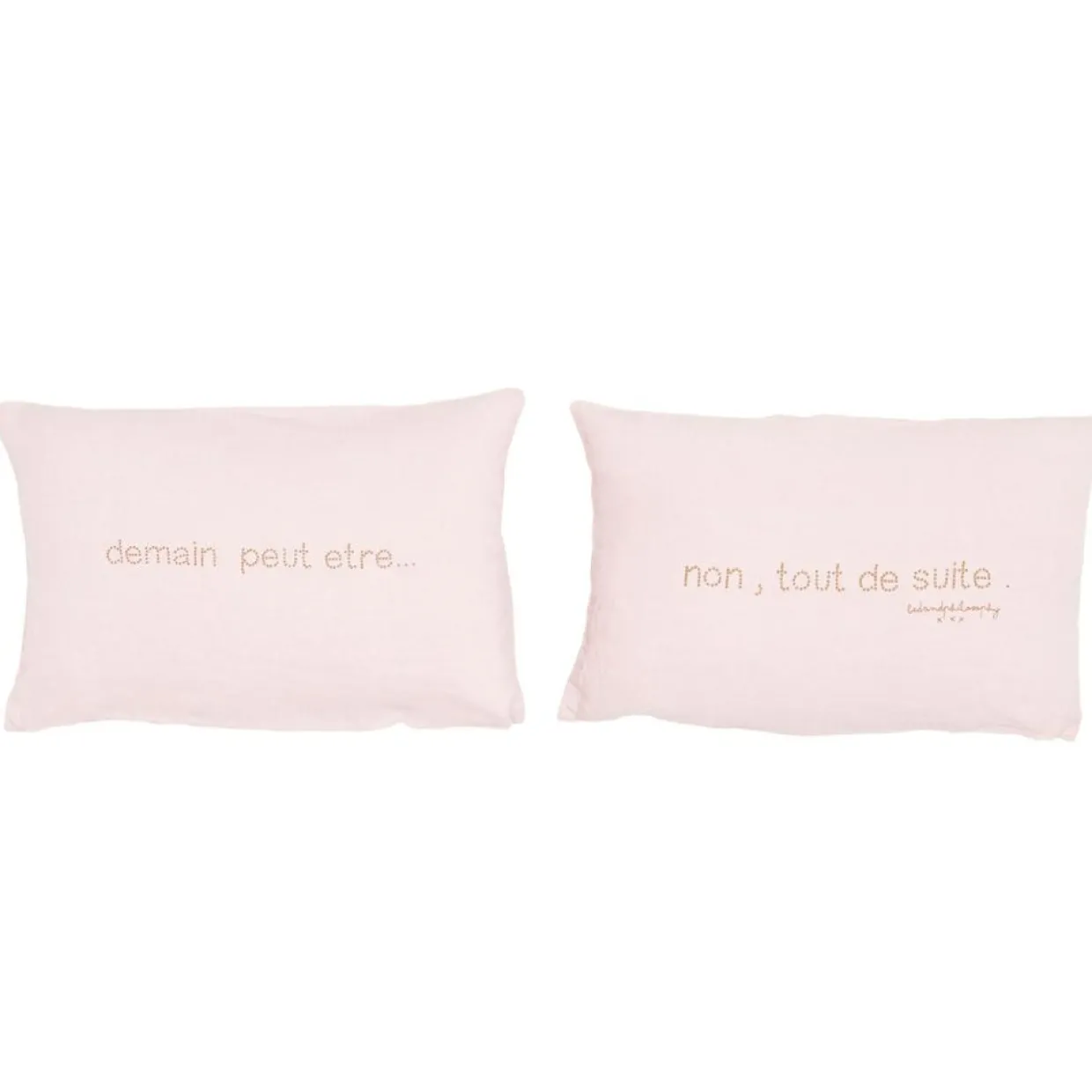 Bed and Philosophy Coussins, Galettes De Sièges^Paire de coussins sérigraphiés en lin roses 25x40cm