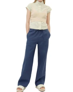 Pantalon 100% Lin Elastique Lin bleu moyen-Marc O'Polo