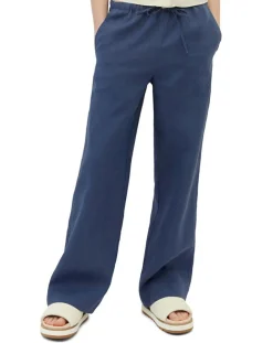 Pantalon 100% Lin Elastique Lin bleu moyen-Marc O'Polo