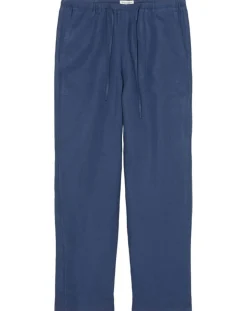 Pantalon 100% Lin Elastique Lin bleu moyen-Marc O'Polo