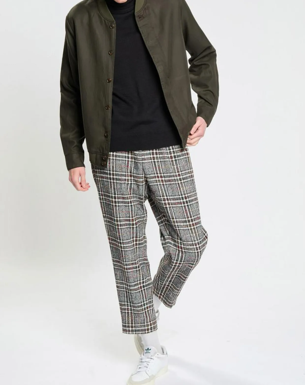 Homme Scotch & Soda Pantalons^Pantalon ample fuselé multicarreaux gris