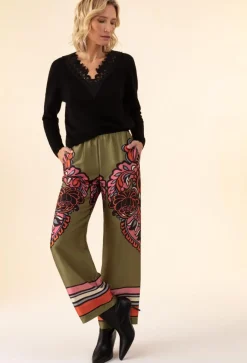 Pantalon Ana vert-Bleu Blanc Rouge Outlet