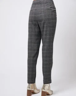 Femme Esprit Pantalons^Pantalon carotte Prince de Galles lurex gris
