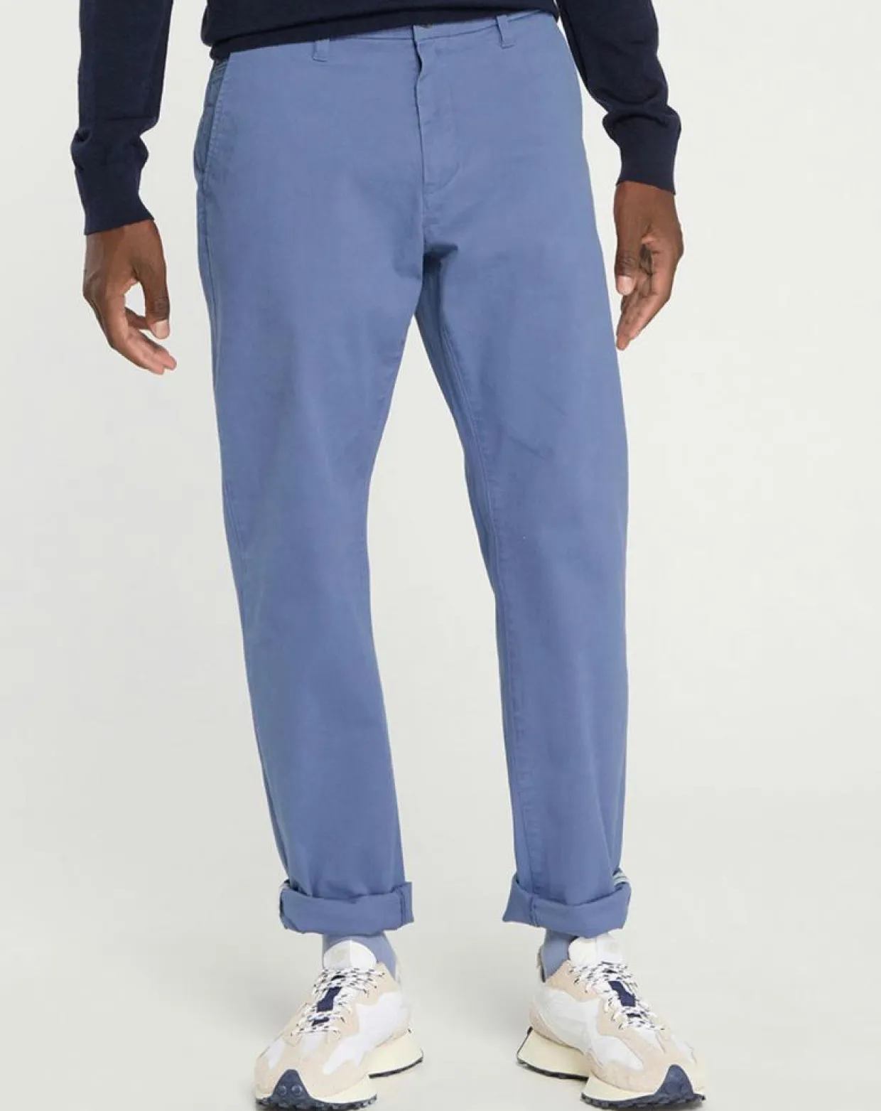 Pantalon chino en Coton bio droit Kutdroit bleu vintage-Galeries Lafayette New