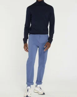 Pantalon chino en Coton bio droit Kutdroit bleu vintage-Galeries Lafayette New