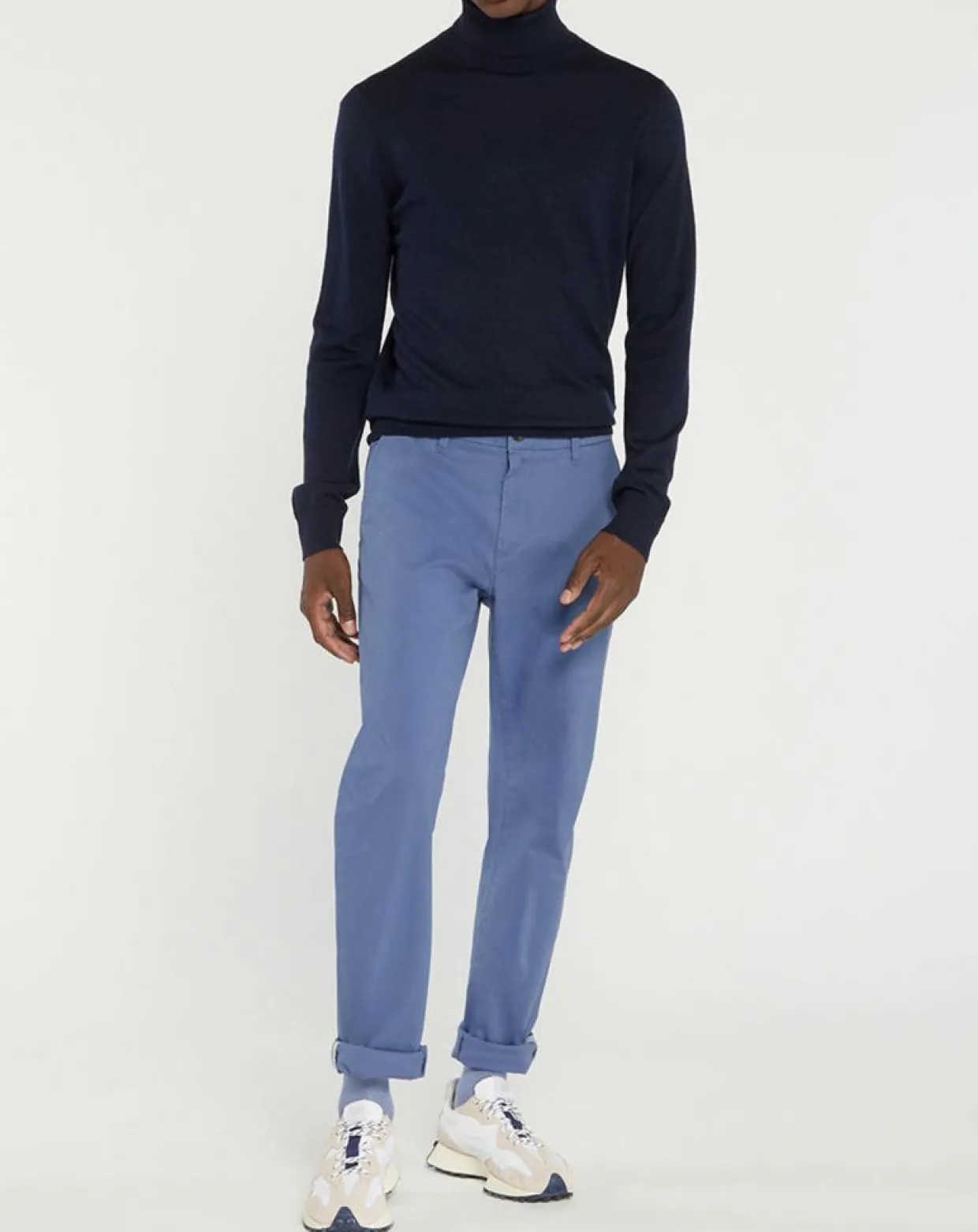 Pantalon chino en Coton bio droit Kutdroit bleu vintage-Galeries Lafayette New
