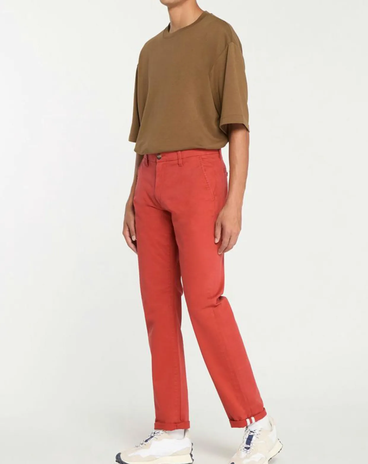 Pantalon chino en Coton bio droit Kutdroit rouge foncé-Galeries Lafayette Discount