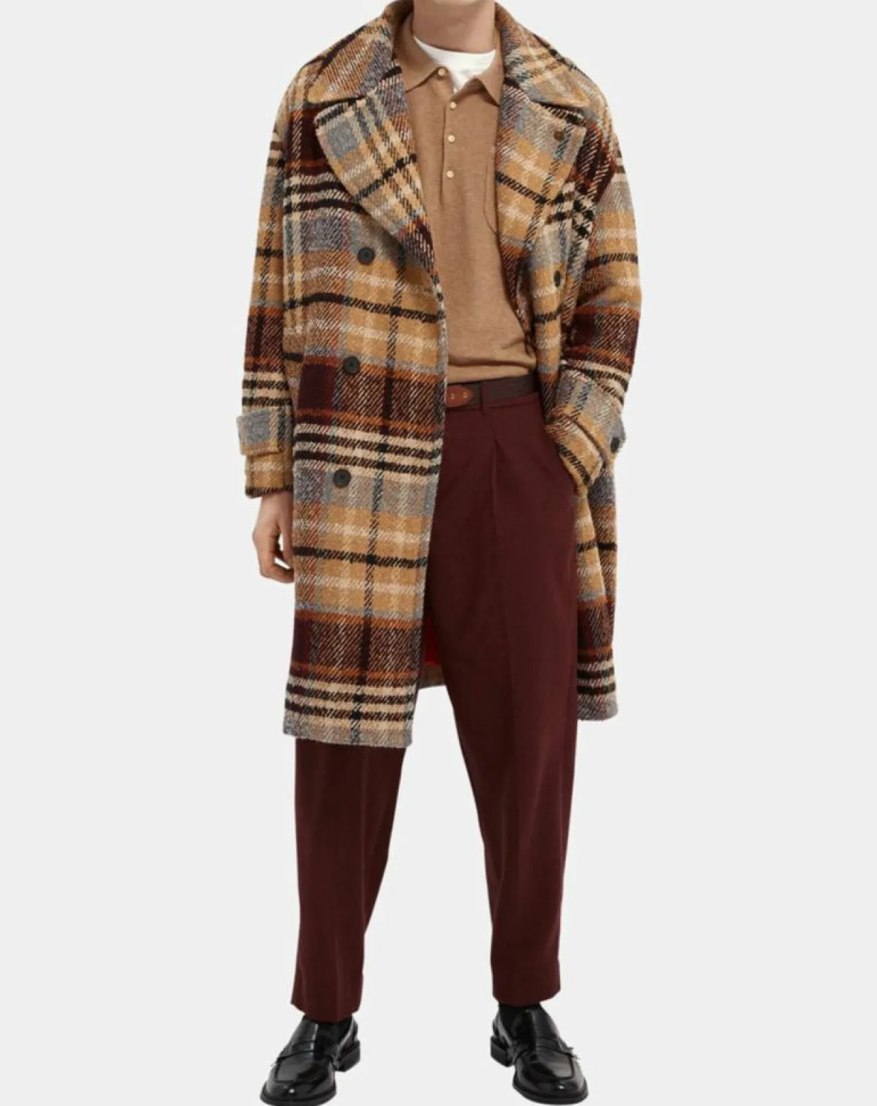 Homme Scotch & Soda Pantalons^Pantalon Chino Loose Pince Laine mélangée Ceinturé bordeaux