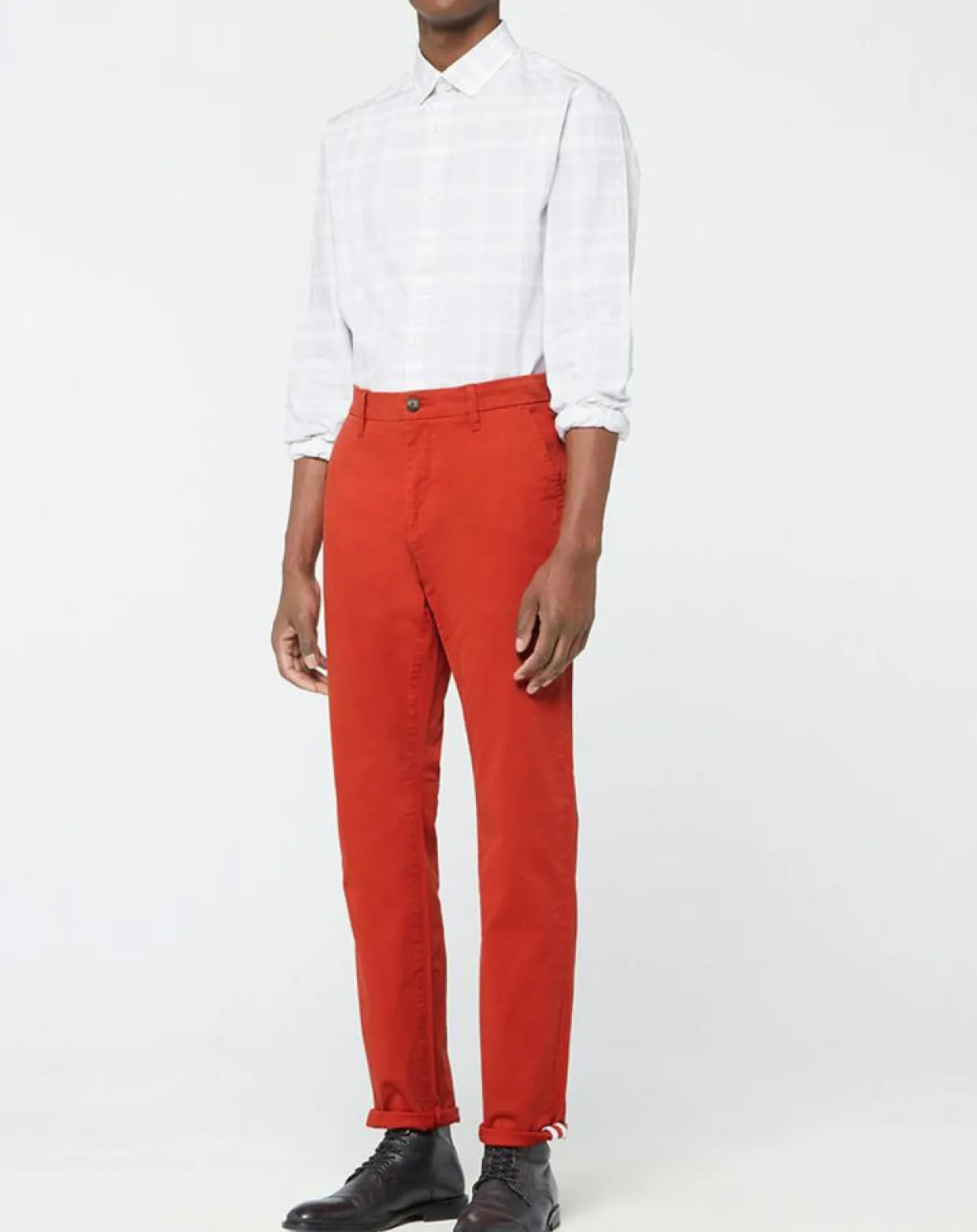 Pantalon chino Regular Fit Kutdroit orange foncé-Galeries Lafayette Hot