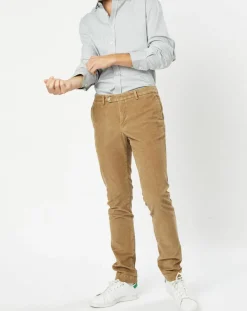 Pantalon Chino Slim en Velours côtelé beige moyen-Hackett London Outlet