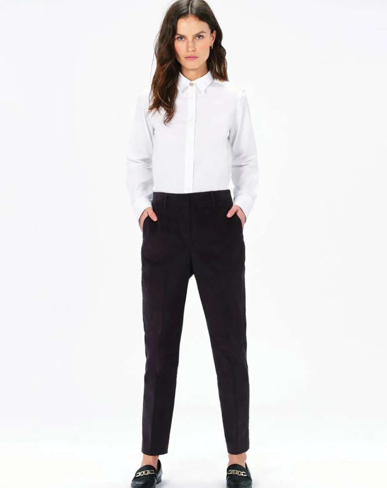 Pantalon cigarette Psidika gris foncé-Caroll New