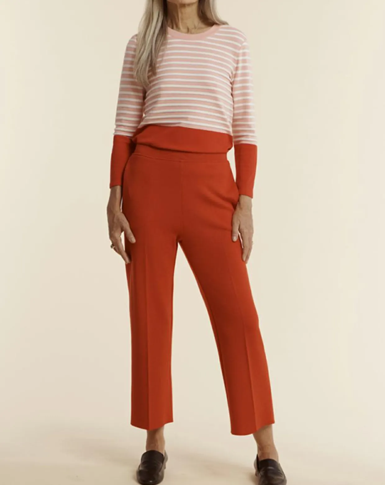 Pantalon droit en Laine mélangée Yao rouge-Devernois Online