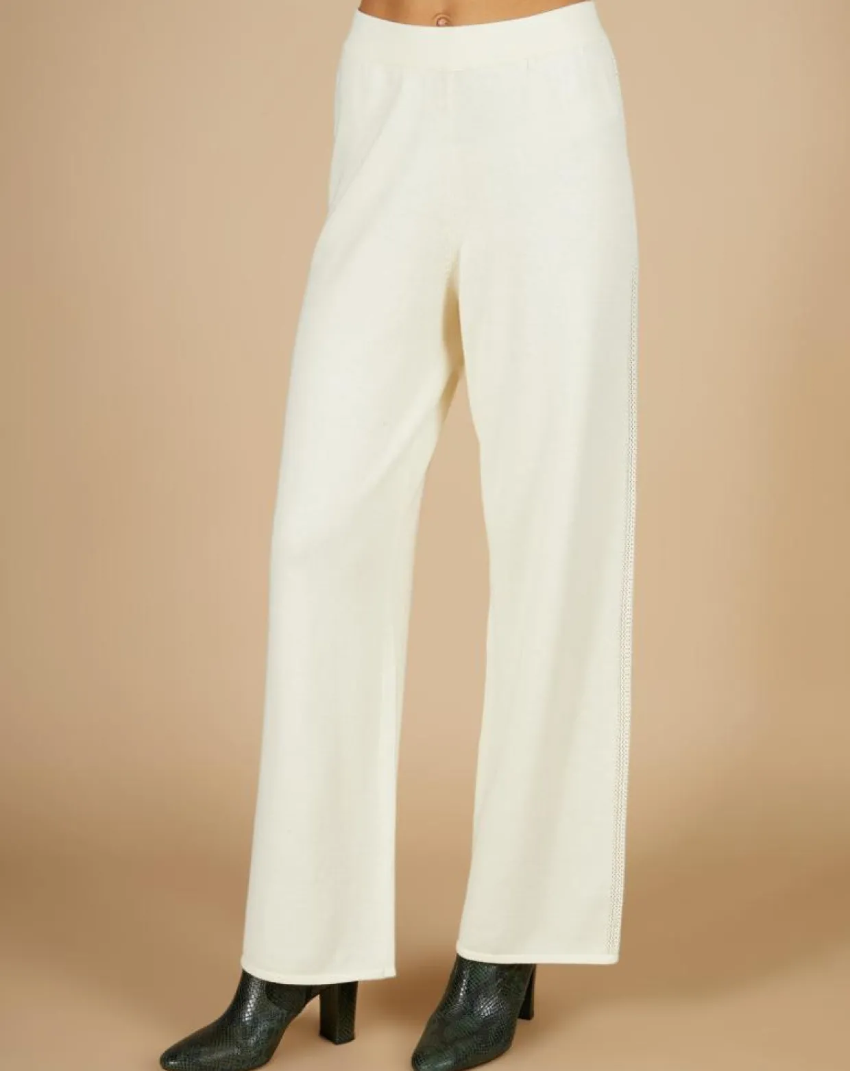 Femme Cashmere Tribu Pantalons^Pantalon en Coton & Cachemire Salomé blanc cassé