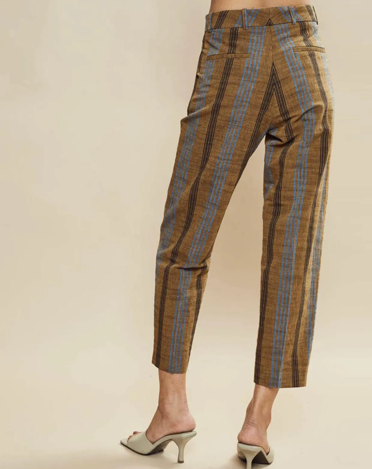 Femme Chloé Stora Pantalons^Pantalon en Coton & Lin rayé Pavel marron