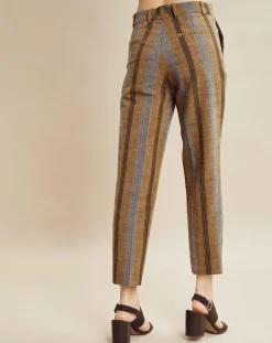 Femme Chloé Stora Pantalons^Pantalon en Coton & Lin rayé Pavel marron