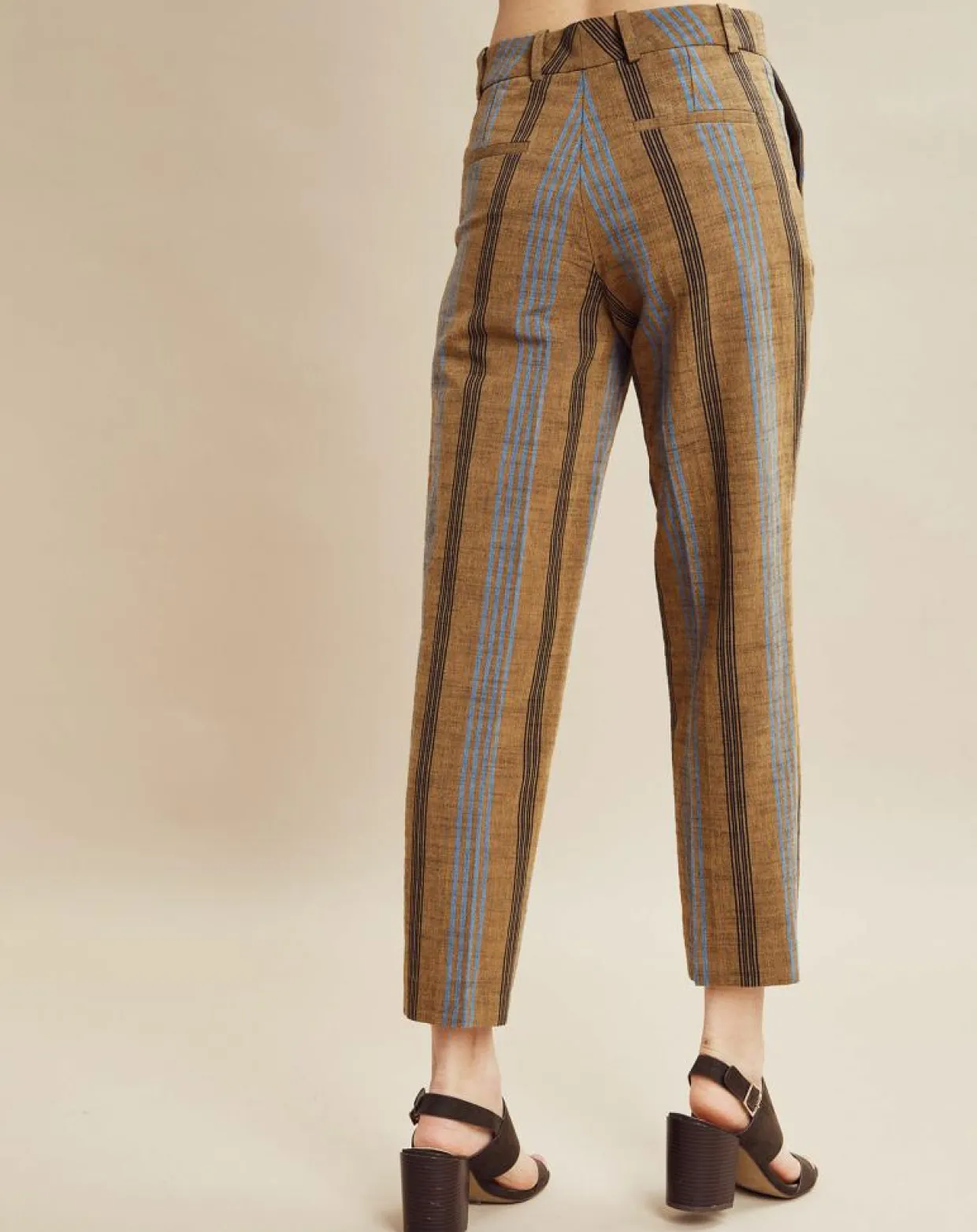 Femme Chloé Stora Pantalons^Pantalon en Coton & Lin rayé Pavel marron