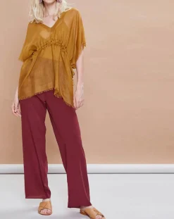 Femme Mare di Latte Pantalons^Pantalon en Crêpe de Soie Tiago noir tomate
