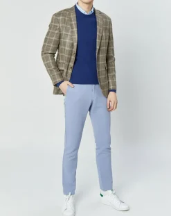 Pantalon en Lin mélangé Chino Slim Fit bleu clair-Hackett London Best