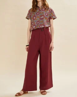 Pantalon en Lin mélangé Raby bordeaux-Chloé Stora Discount