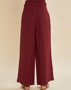 Pantalon en Lin mélangé Raby bordeaux-Chloé Stora Discount