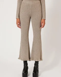 Pantalon en maille Côte Lurex argenté-Manoush Sale