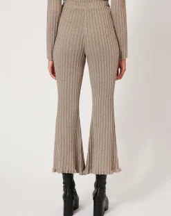 Pantalon en maille Côte Lurex argenté-Manoush Sale