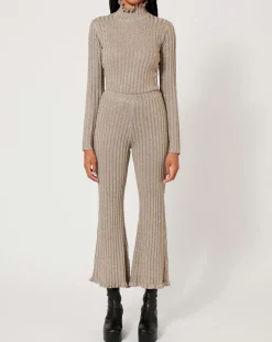 Pantalon en maille Côte Lurex argenté-Manoush Sale