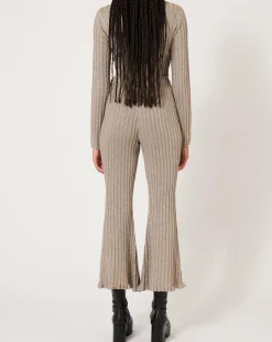 Pantalon en maille Côte Lurex argenté-Manoush Sale