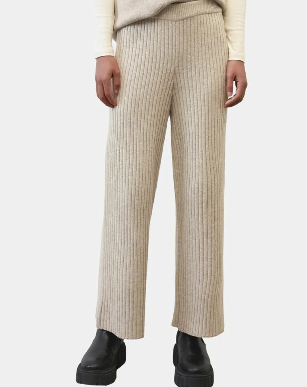 Femme Marc O'Polo Pantalons^Pantalon en maille côtelée beige