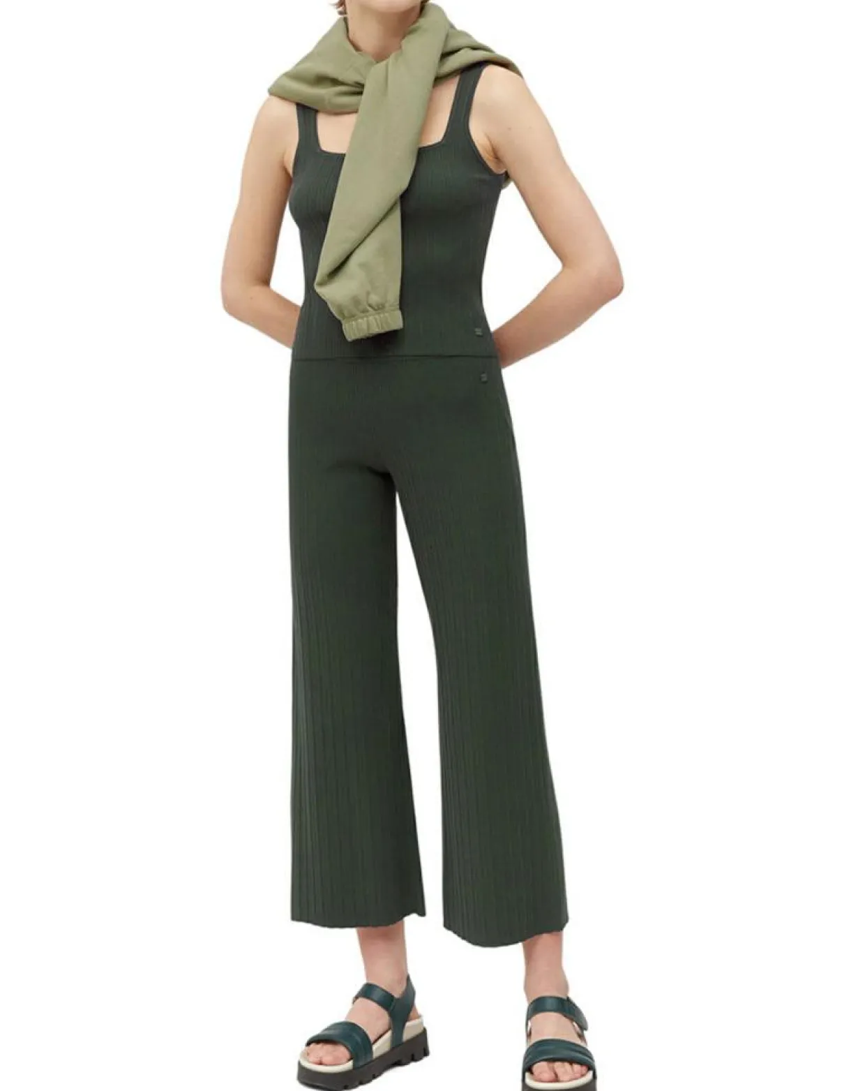 Femme Marc O'Polo Pantalons^Pantalon en Maille Milano vert foncé