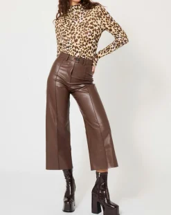 Pantalon en simili Mamie marron-Manoush
