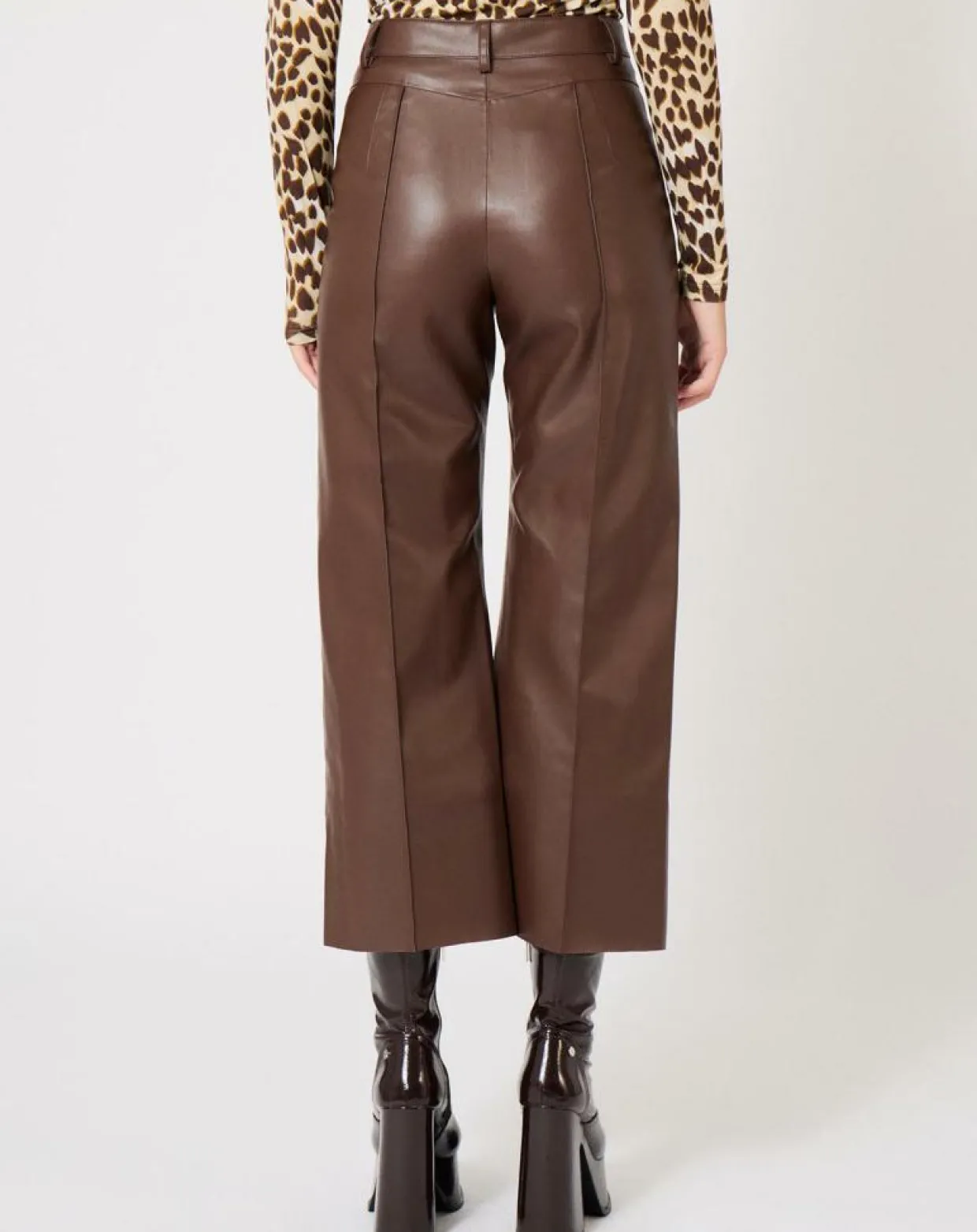 Pantalon en simili Mamie marron-Manoush