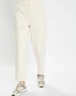 Pantalon en Twill de Coton mélangé Barrel écru-Marc O'Polo Outlet