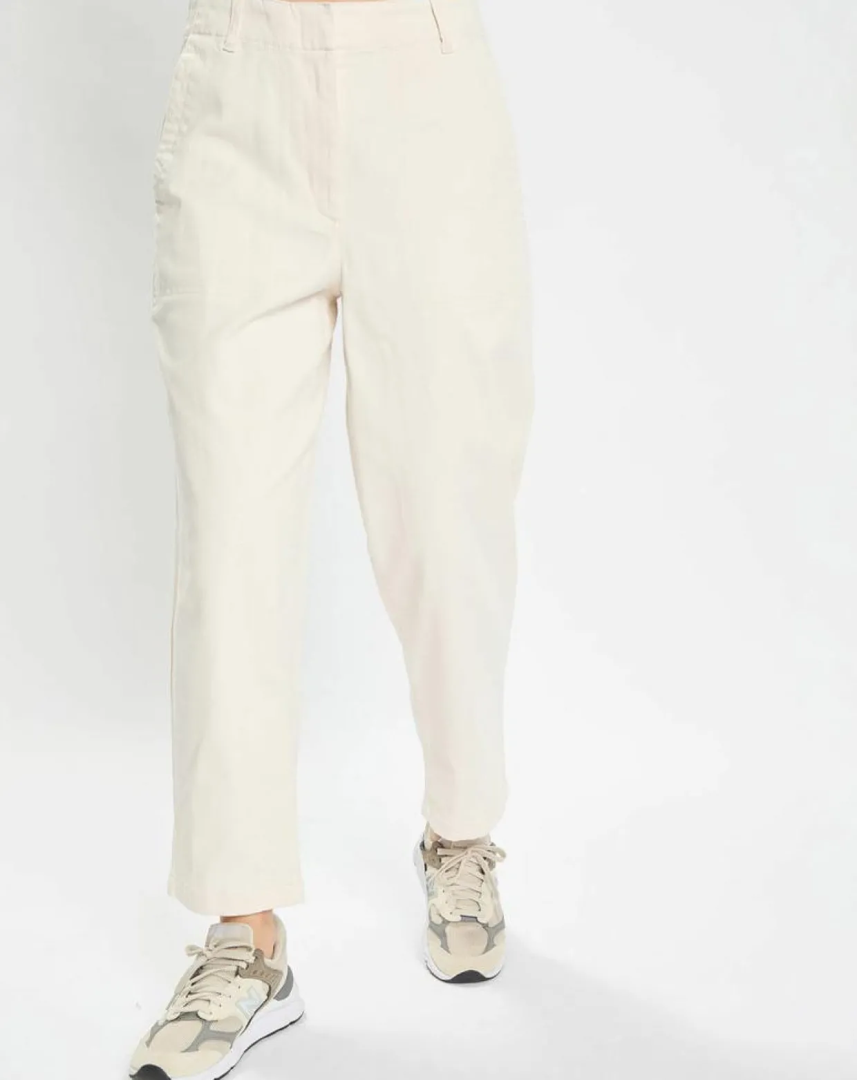 Pantalon en Twill de Coton mélangé Barrel écru-Marc O'Polo Outlet