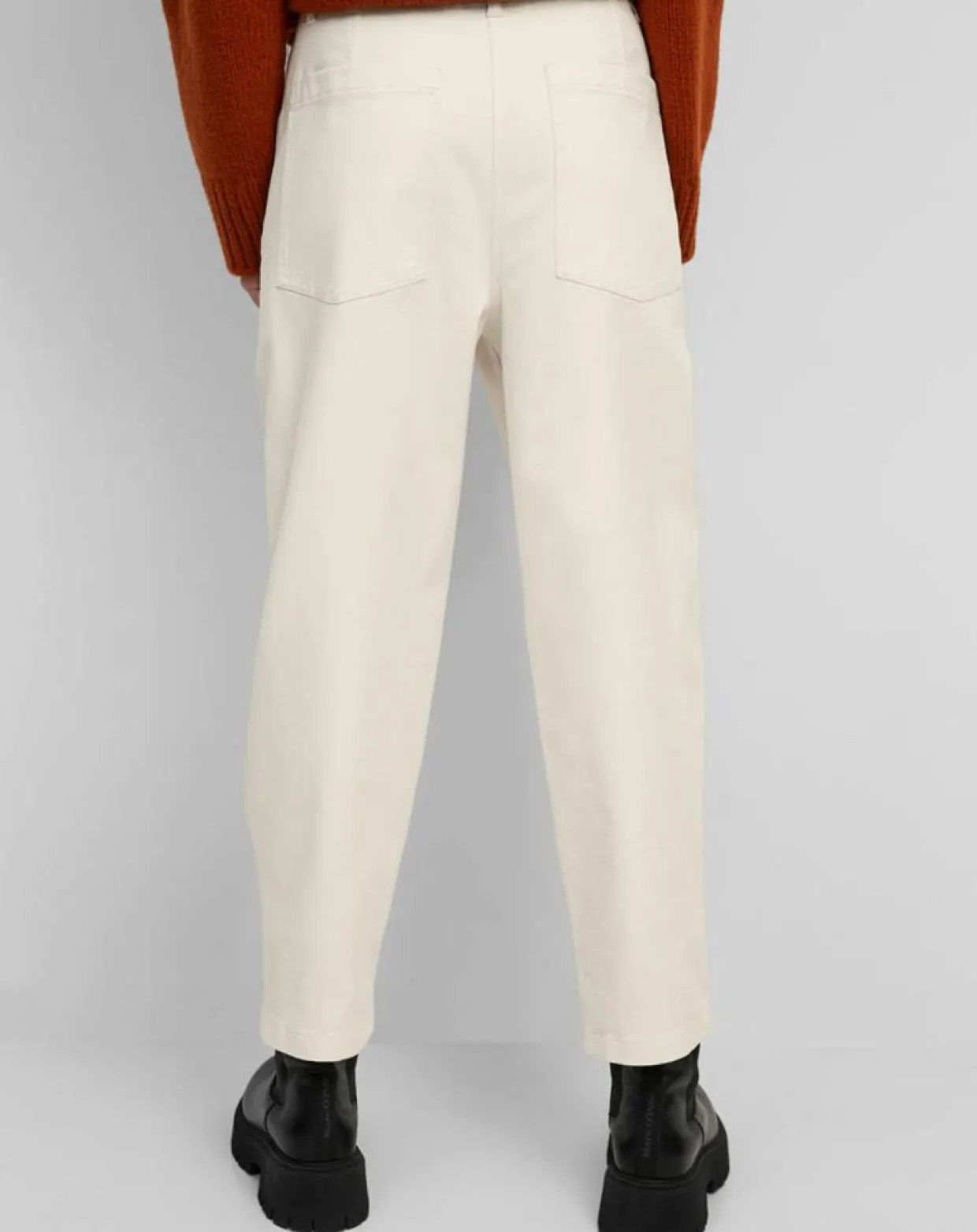 Pantalon en Twill de Coton mélangé Barrel écru-Marc O'Polo Outlet