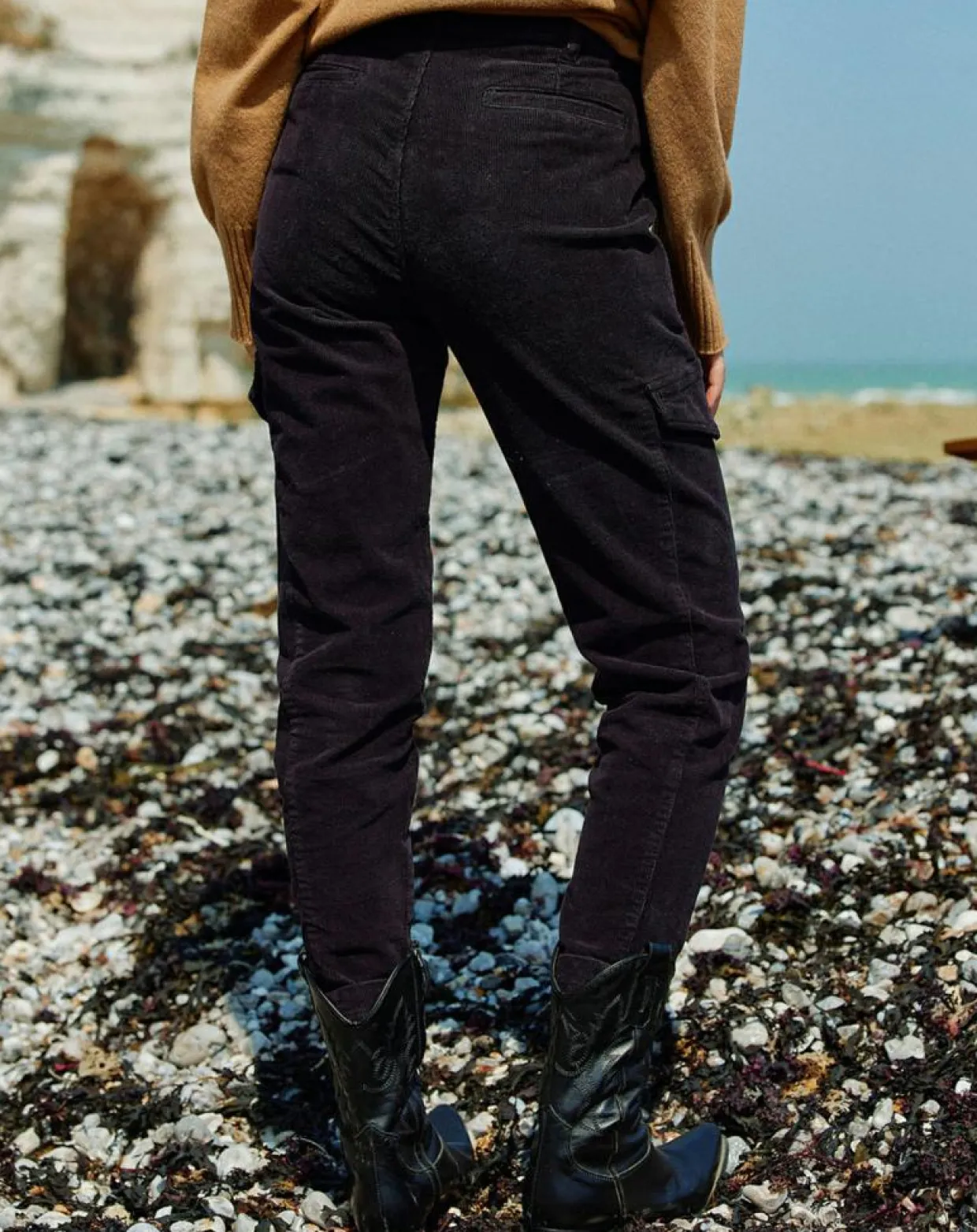 Femme Lauren Vidal Pantalons^Pantalon en Velours Cargo noir