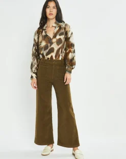 Femme Lauren Vidal Pantalons^Pantalon en Velours côtelé Pants kaki