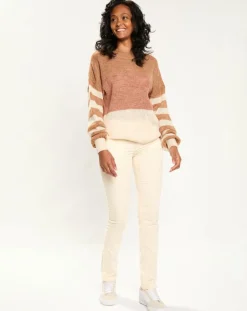 Pantalon en Velours Fin écru-Esprit Clearance