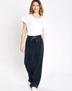 Femme Esprit Pantalons^Pantalon en Velours fluide rib bleu marine