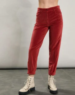 Pantalon en Velours Pepite piment-Hartford New