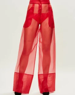 Pantalon Esprit d'Atelier 100% Soie rouge-La Perla Hot