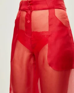 Pantalon Esprit d'Atelier 100% Soie rouge-La Perla Hot